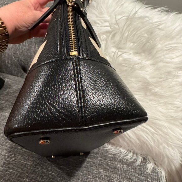 Kate Spade Large Wellesley Rachelle Satchel Shoulder Black White Check - Picture 11 of 14